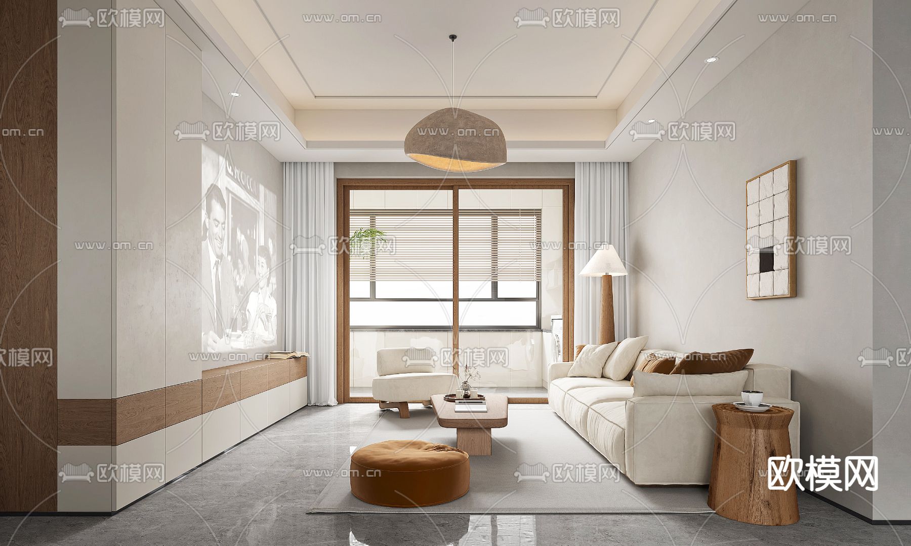 日式客厅3d模型下载