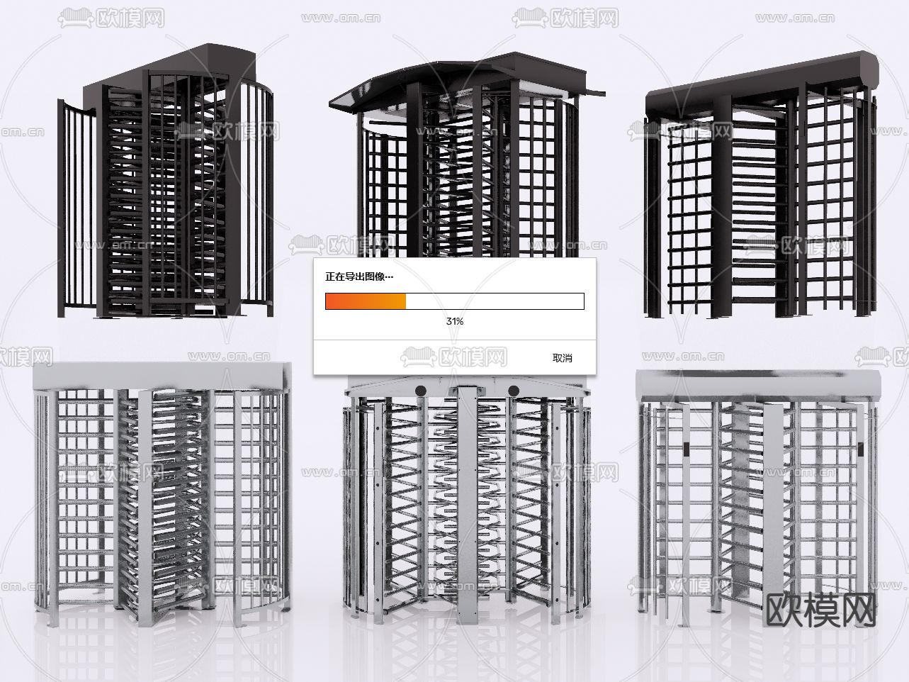单向门 通道闸机 安检入口 旋转门 转闸su模型