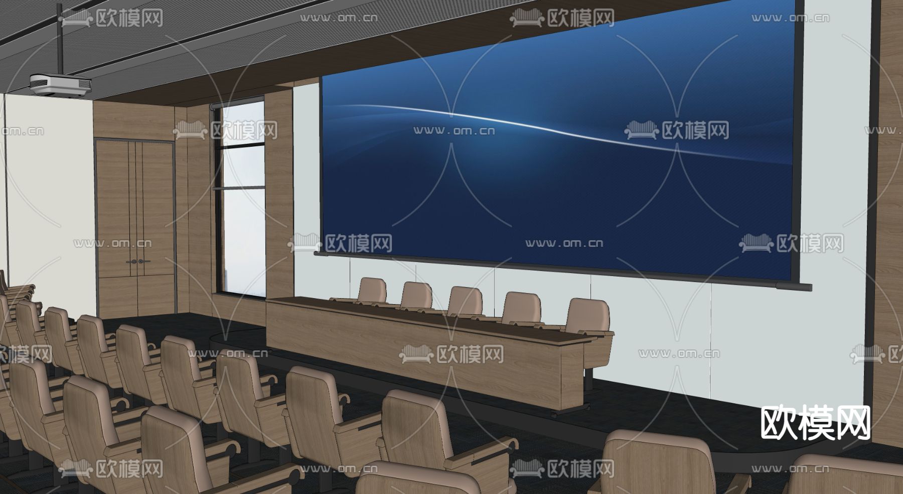 报告厅 会议室 主席台su模型下载（渲染图2）