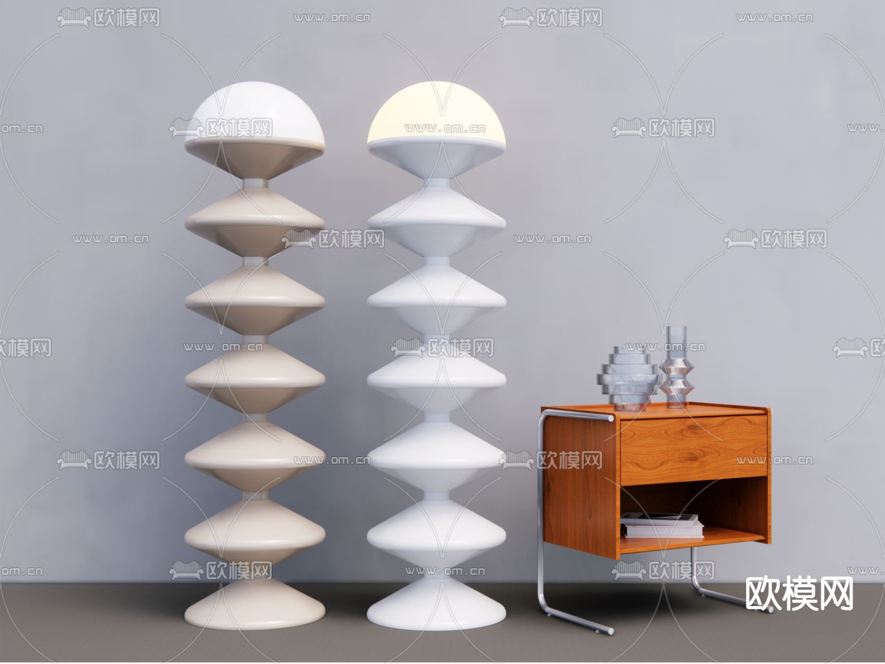 北欧奶油风落地灯su模型下载（渲染图1）