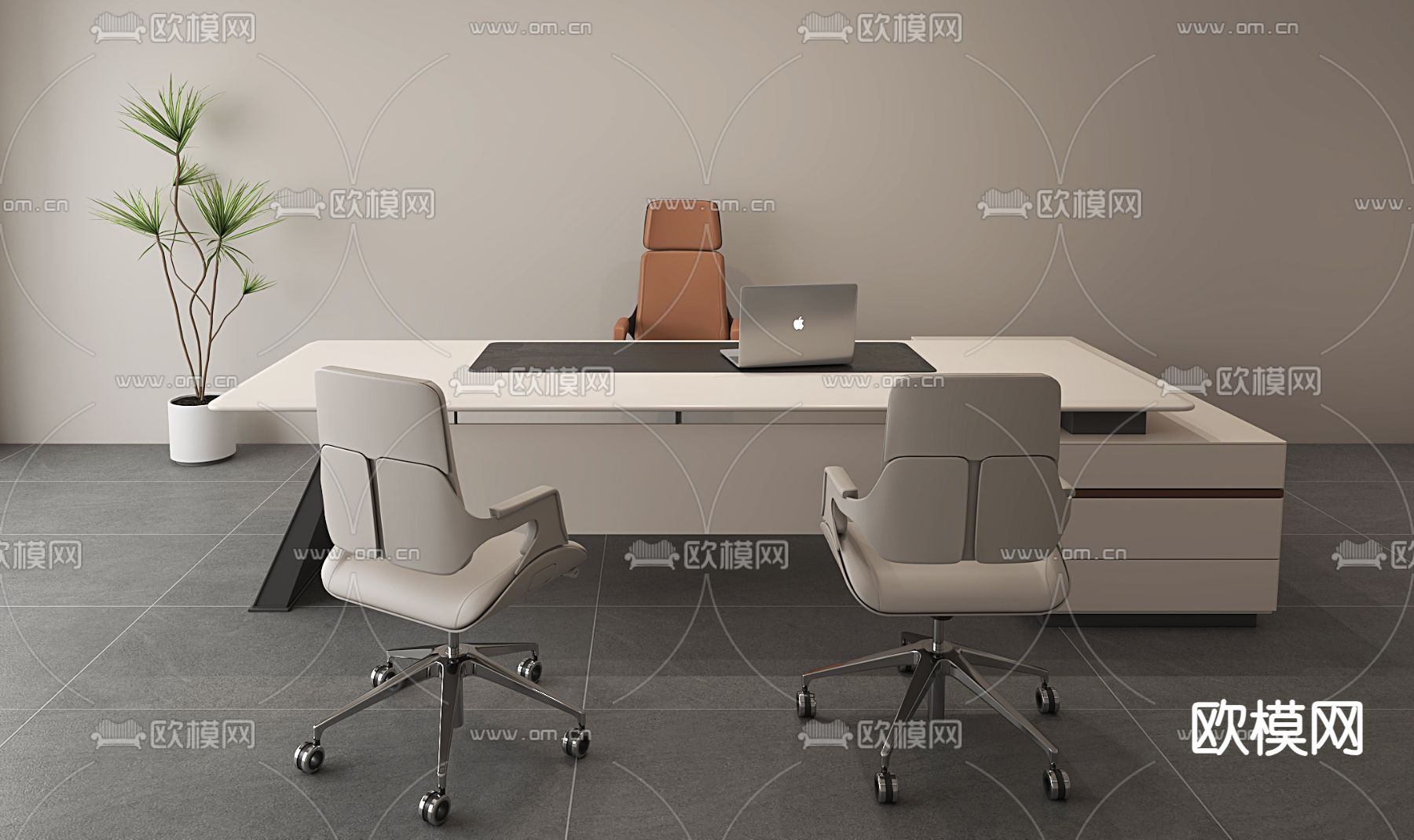 现代经理办公桌 老板台 3d模型下载