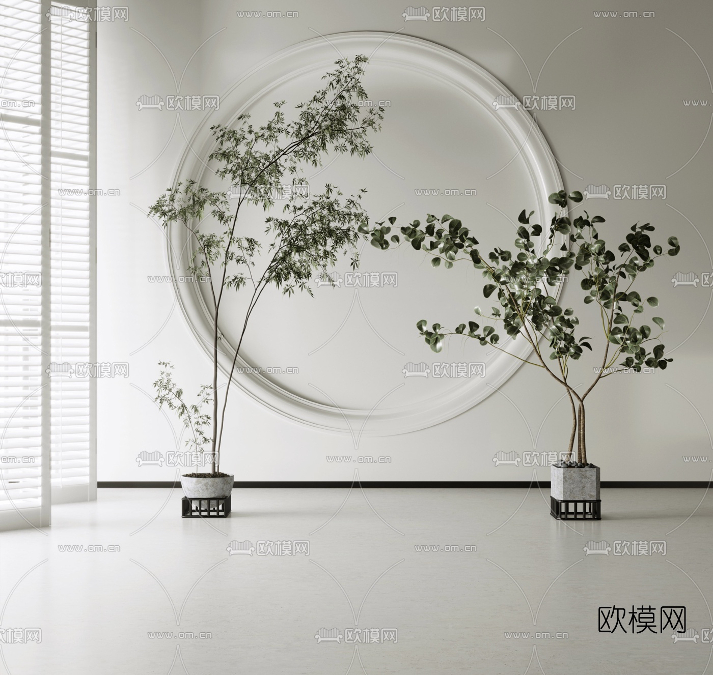 现代绿植盆栽3d模型下载（渲染图1）