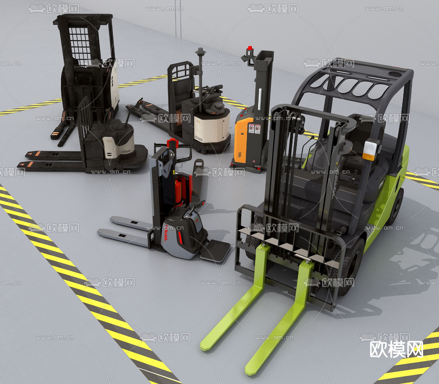 叉车 拖板车 搬运车 地牛su模型下载（渲染图2）