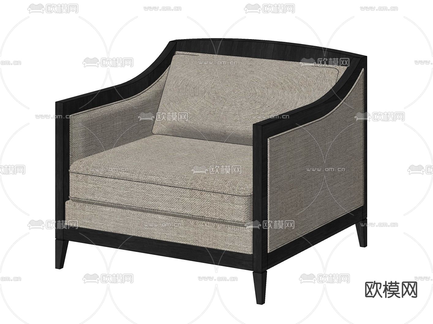 新中式休闲椅su模型下载（渲染图1）