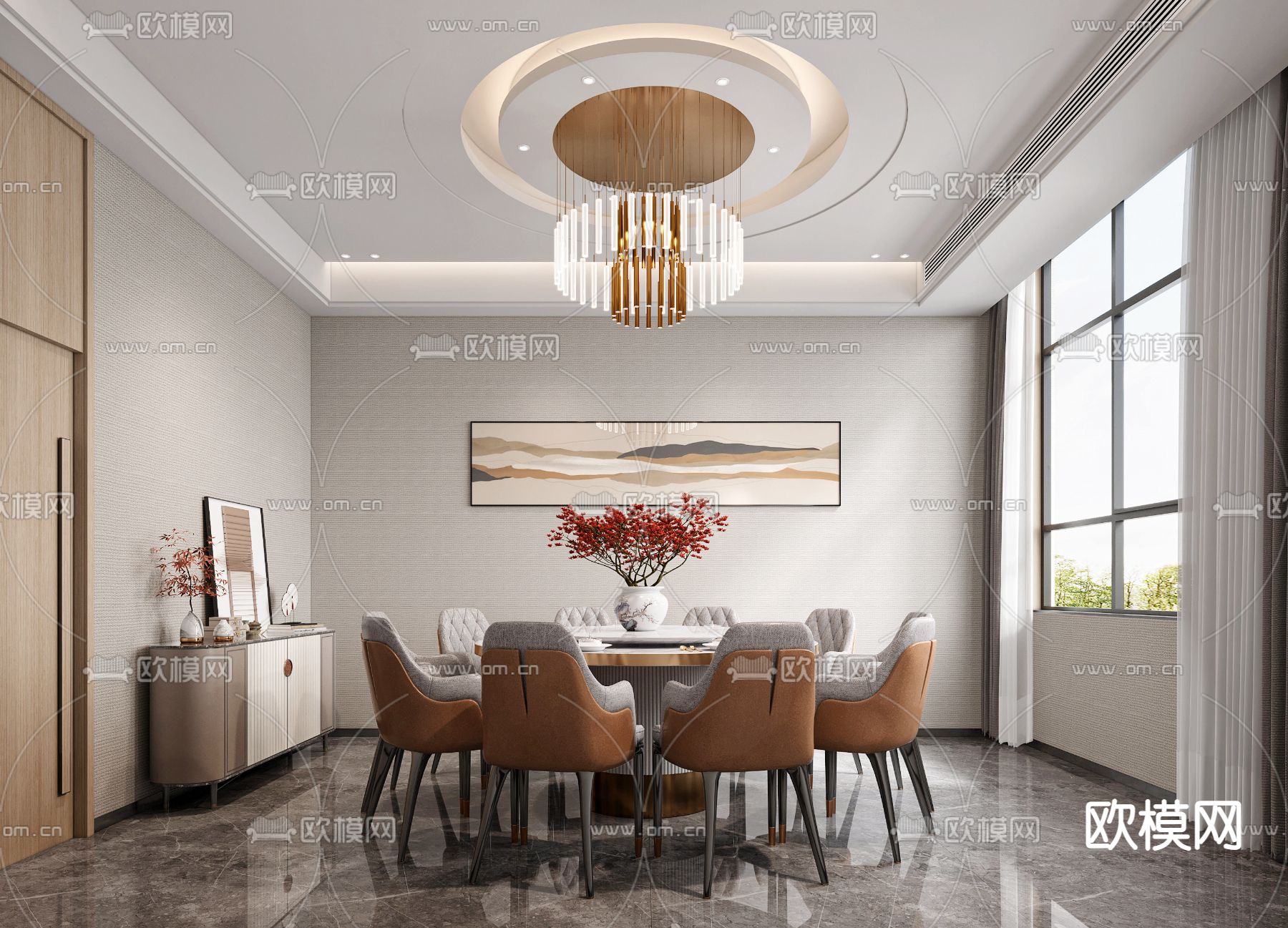 中式餐厅包厢 包房su模型下载（渲染图1）