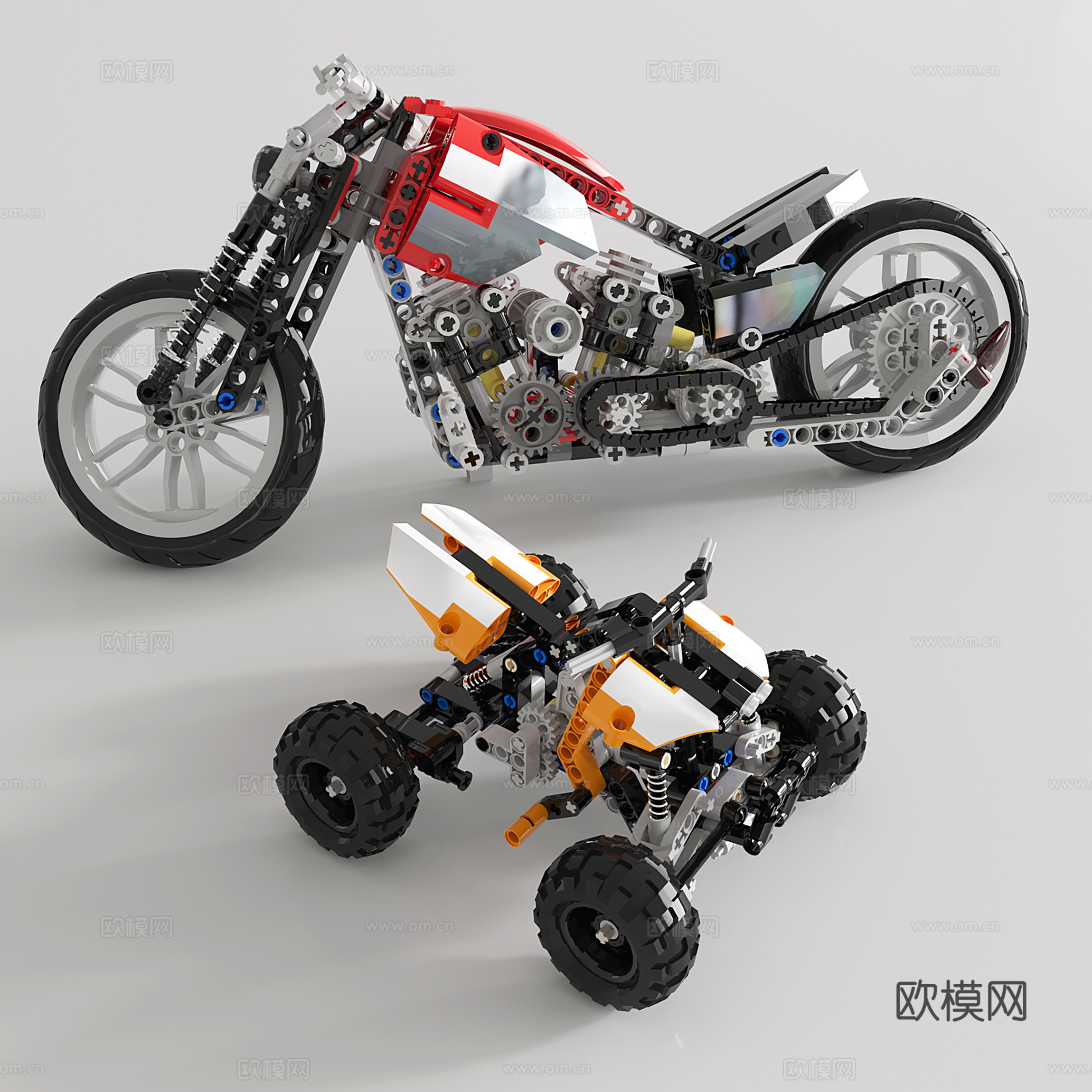 现代玩具 积木玩具 乐高 摩托车 赛车su模型