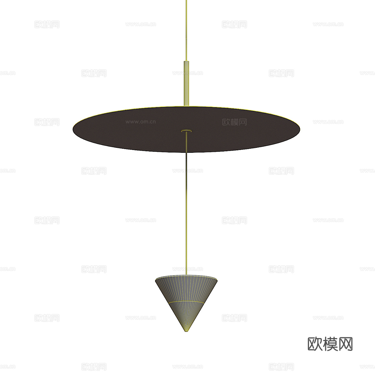 新中式轻奢圆锥透光石装饰吊灯3d模型