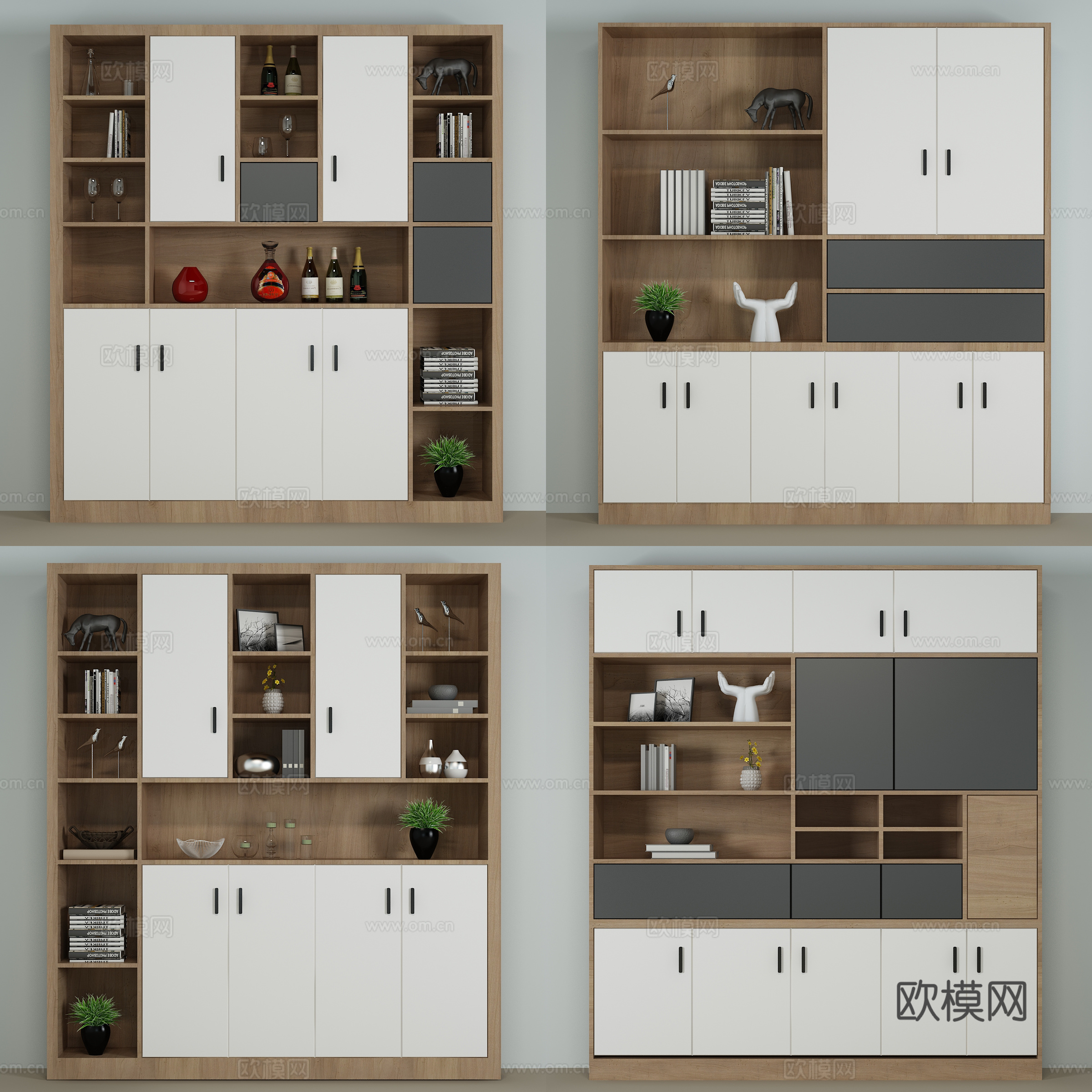 现代书柜 装饰柜 柜子装饰品 饰品摆件3d模型