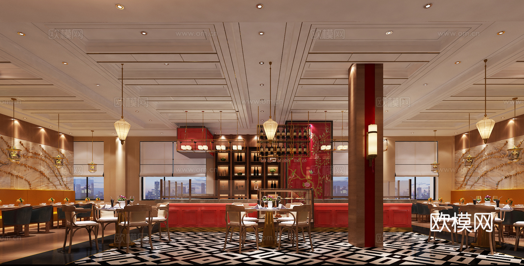 餐厅3d模型下载（渲染图1）
