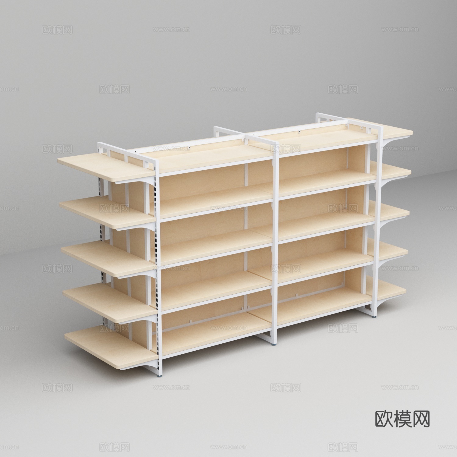 超市便利店钢木层板背板货架3d模型3d模型