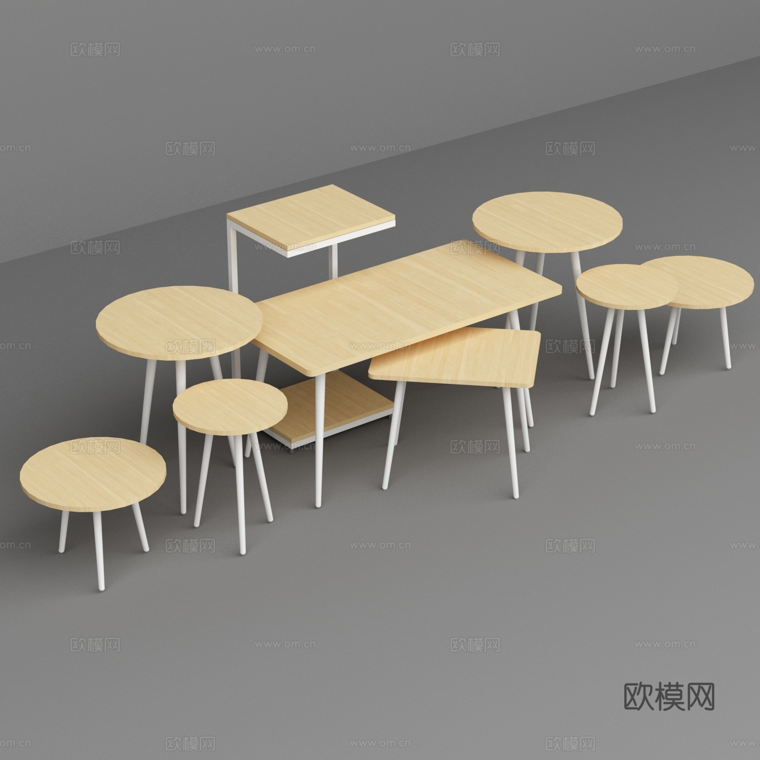 超市展台圆形方形展示架3d模型