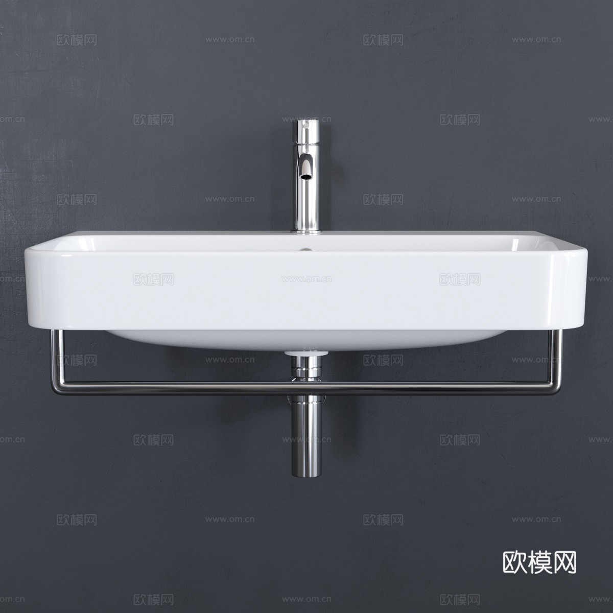 现代悬挂式陶瓷洗脸盆3d模型