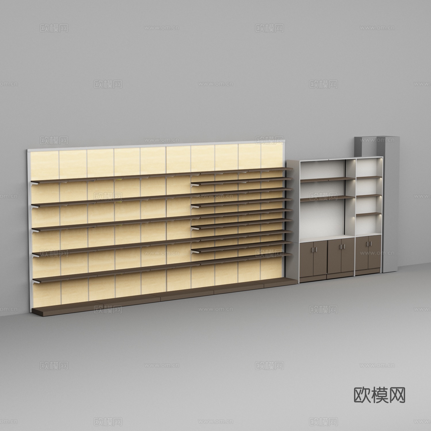 超市便利店靠墙货架3d模型