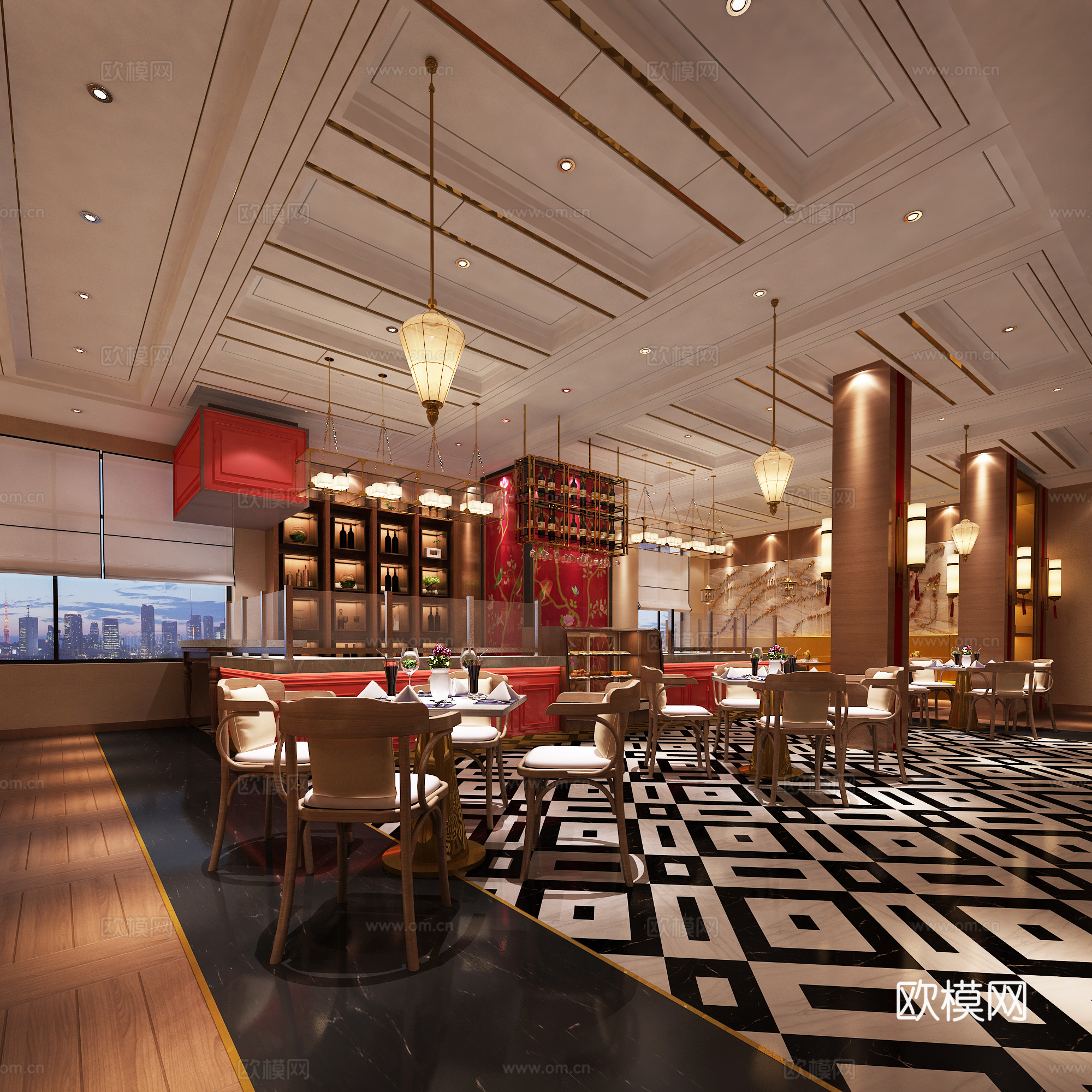 餐厅3d模型下载（渲染图2）
