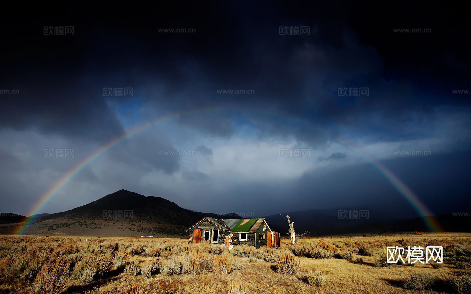 阴天草原远山风景  大自然风景 环境外景