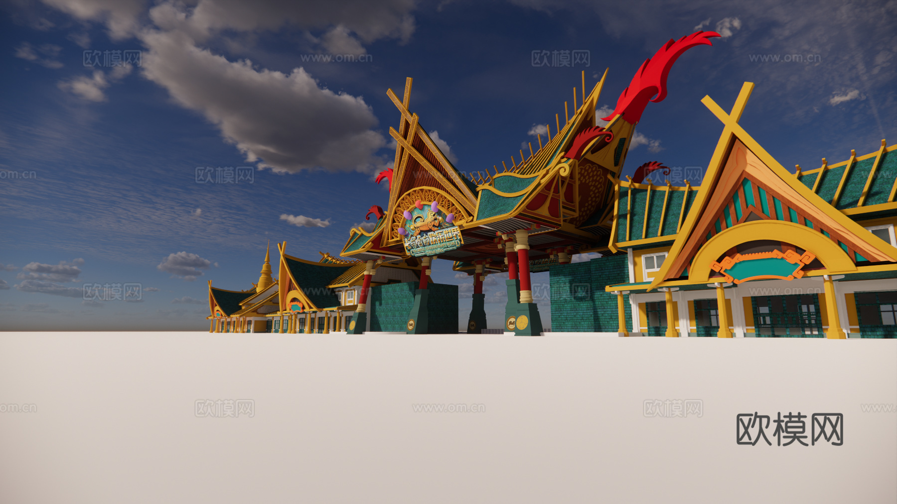 中式极简文旅项目是观 新中式 主题乐园 杆栏式su模型