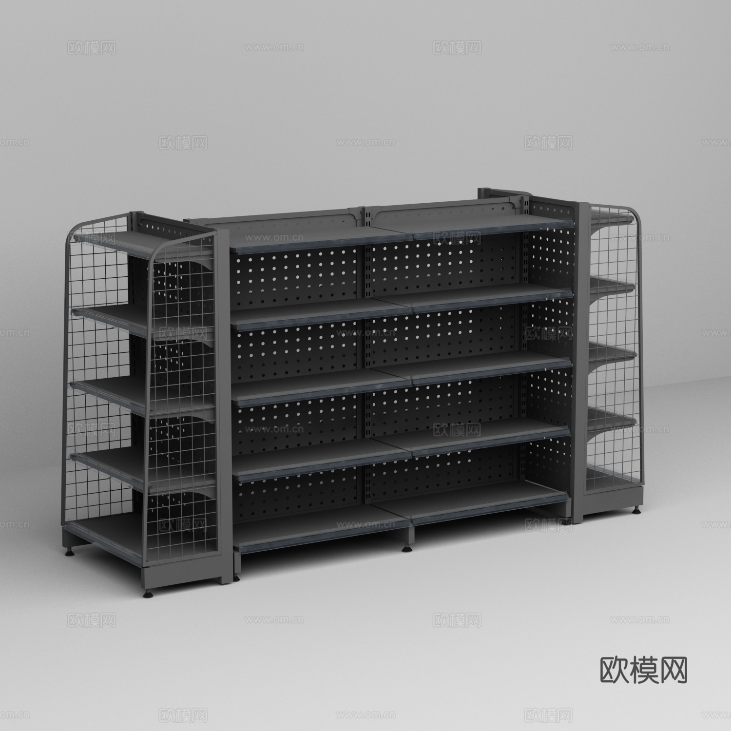 超市便利店孔板网格铁货架3d模型