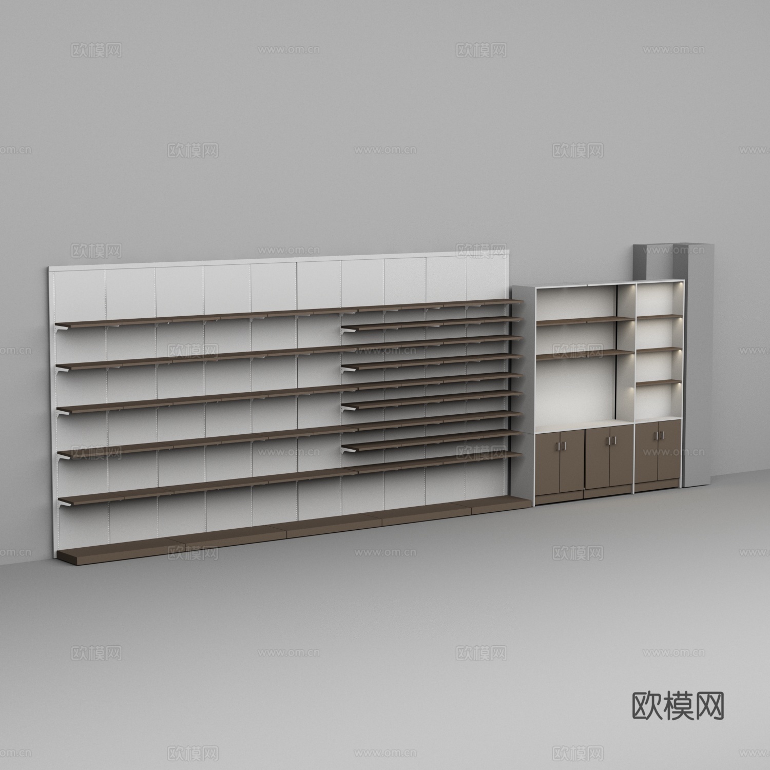 超市便利店靠墙货架3d模型