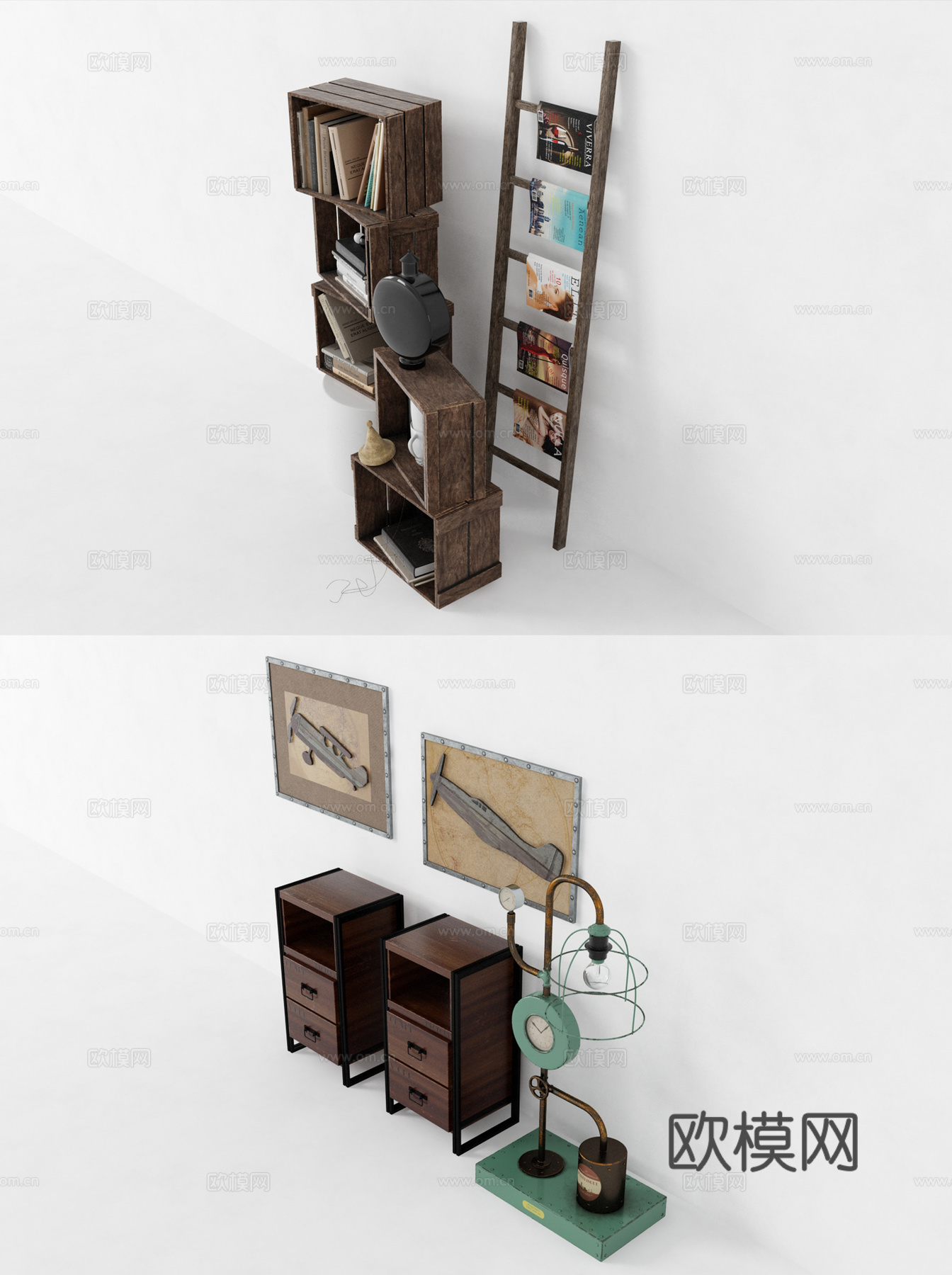 新中式墙柜 边柜 玄关柜 柜子 挂画 摆件 陈设品 装饰3d模型