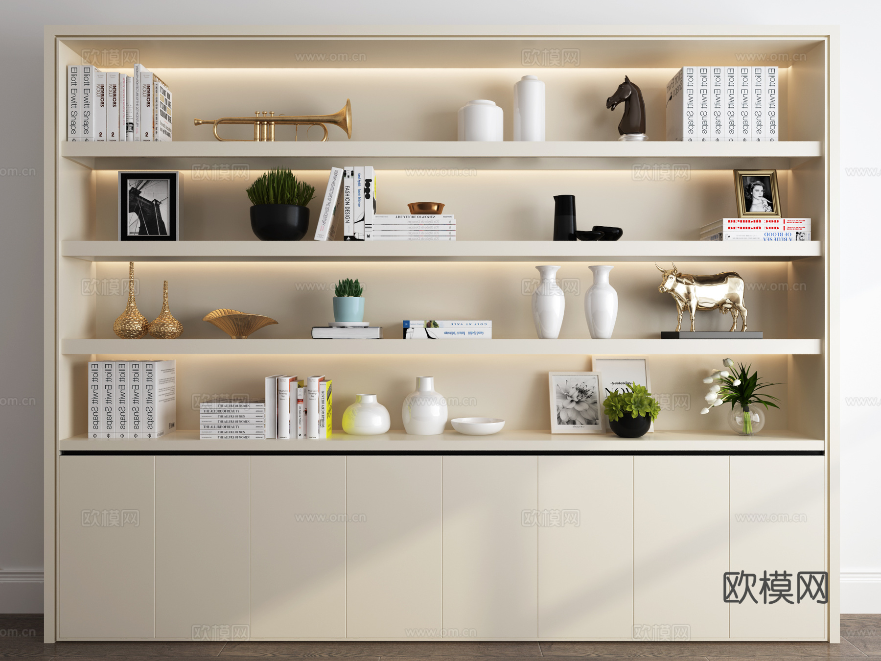 现代书柜3d模型下载