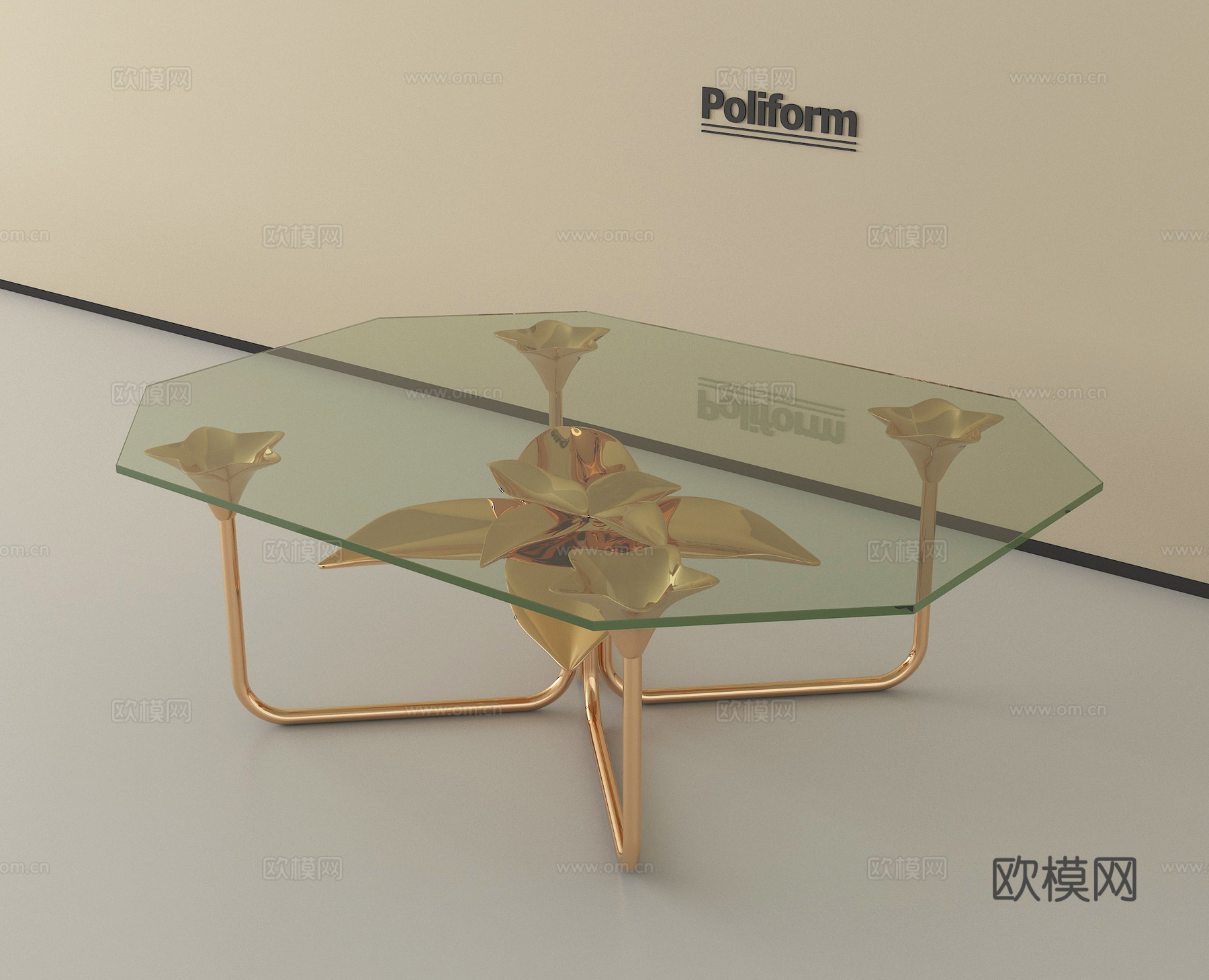 美式复古茶几 玻璃茶几 异形茶几3d模型