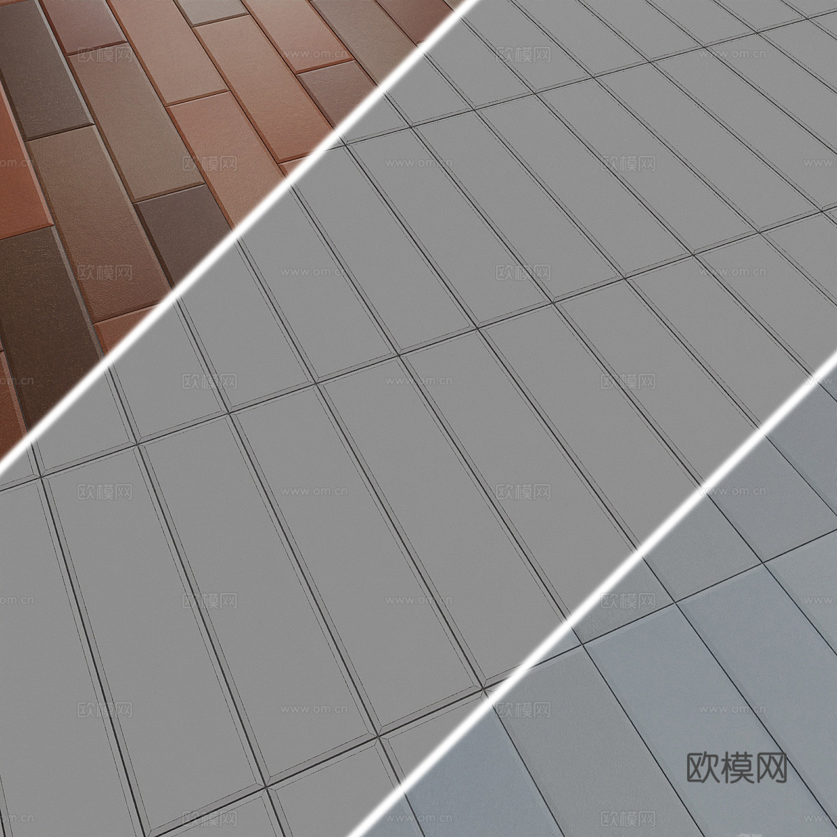 新中式瓷砖 花砖 条砖3d模型