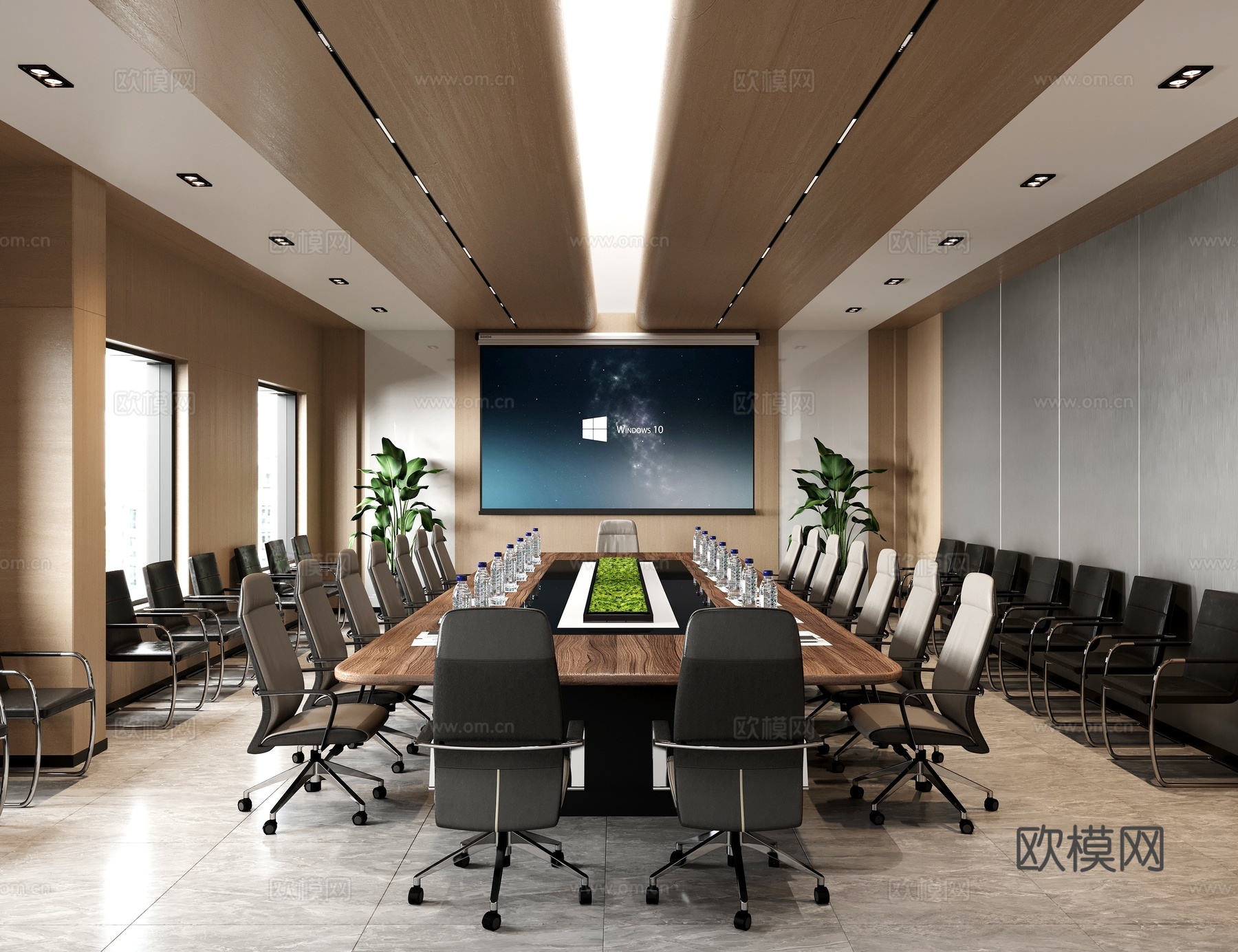 现代会议室 会议桌3d模型
