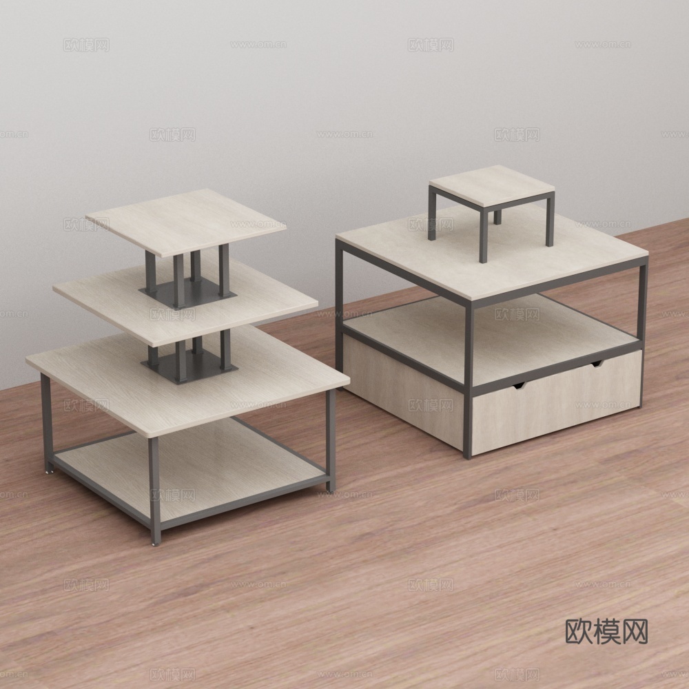 超市便利店三层促销展示台3d模型