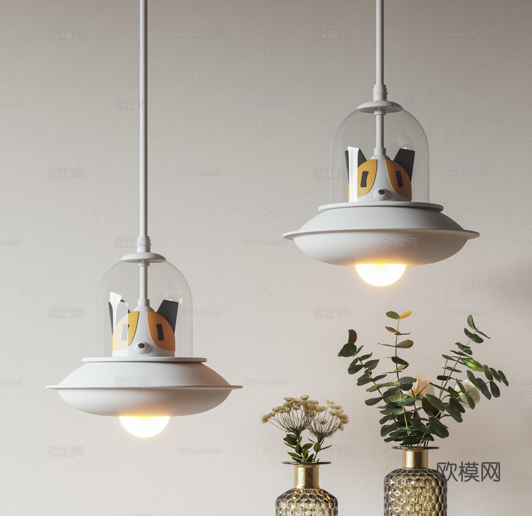 现代奶油儿童吊灯3d模型