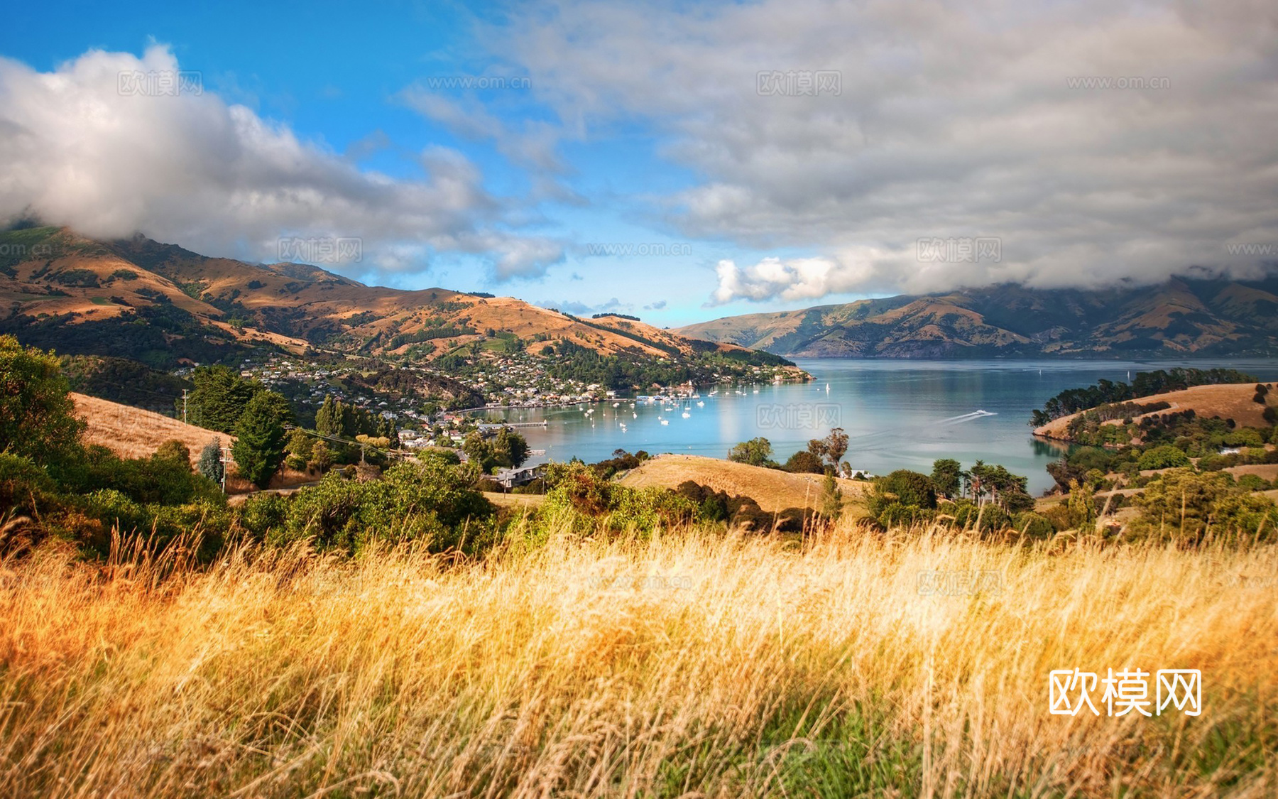 远山树木湖泊风景  大自然风景 环境外景