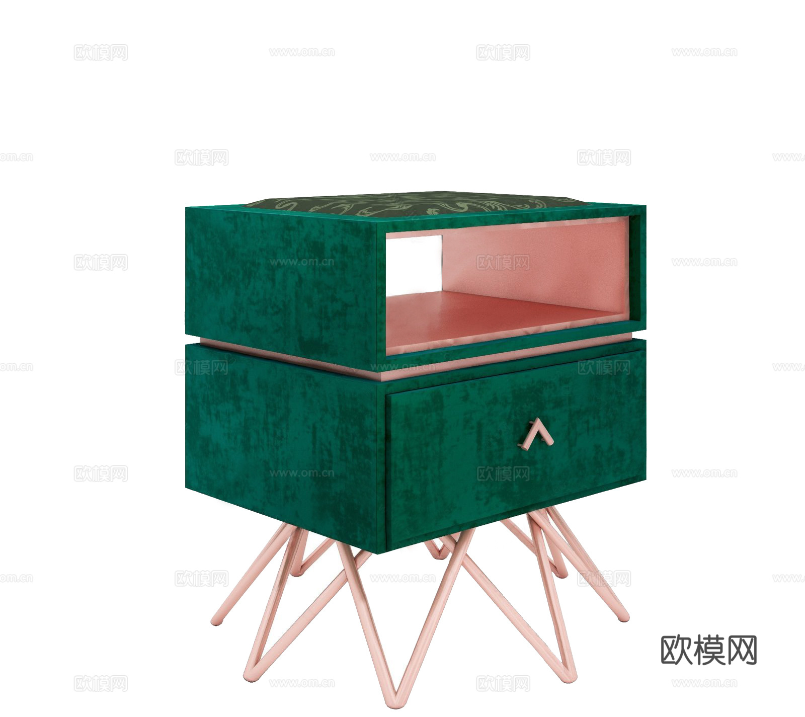 北欧绿色床头柜3d模型