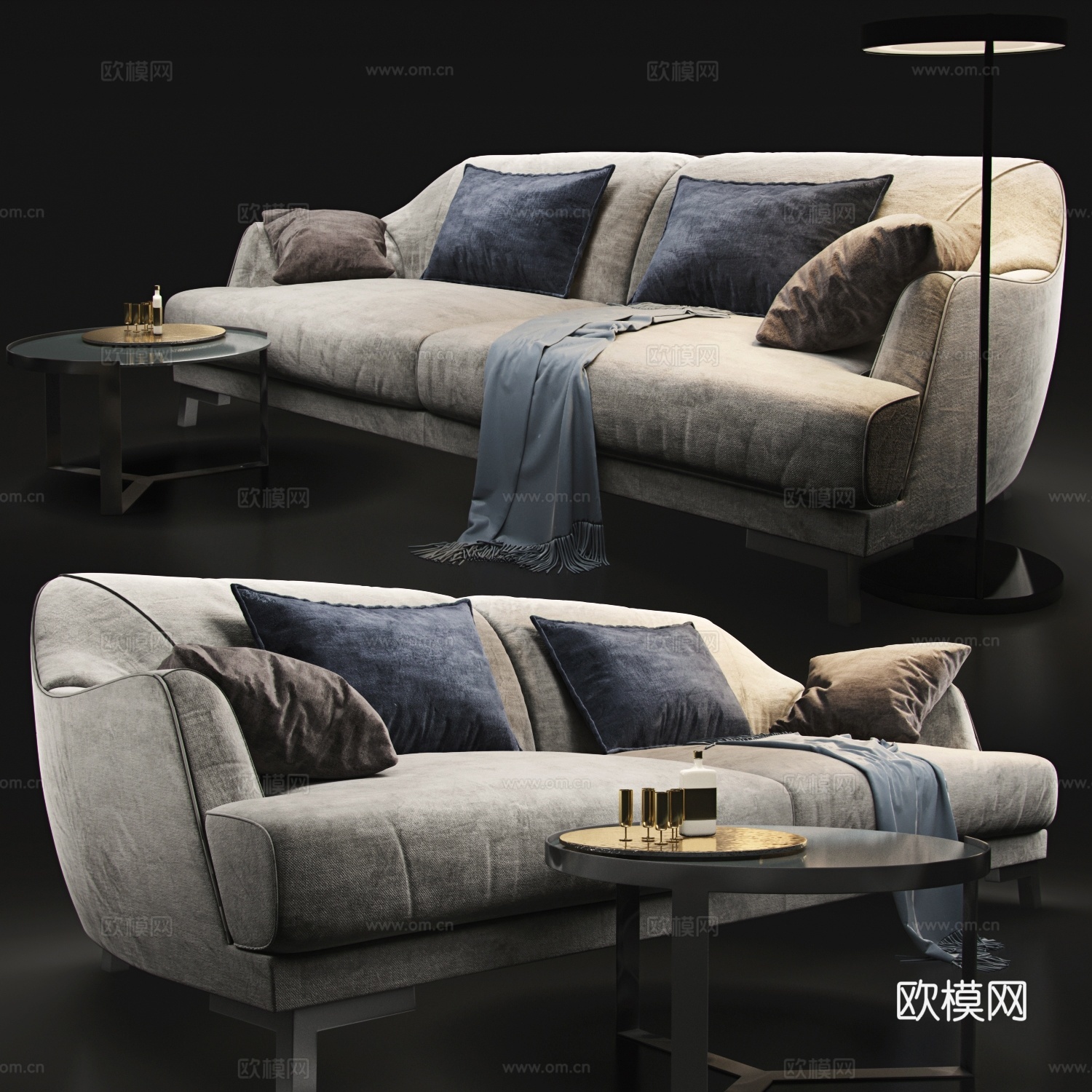 natuzzi品牌现代精致双人沙发3d模型