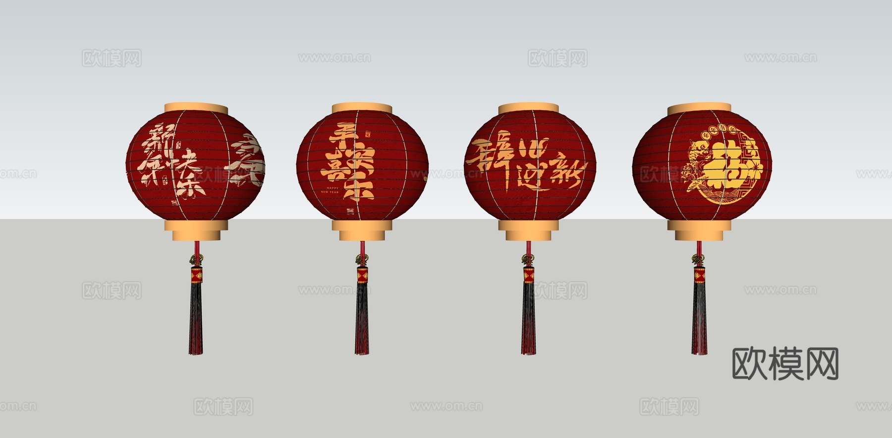 中式灯笼 花灯 节庆灯 装饰灯 红灯笼 节日灯彩 传统礼灯su模型
