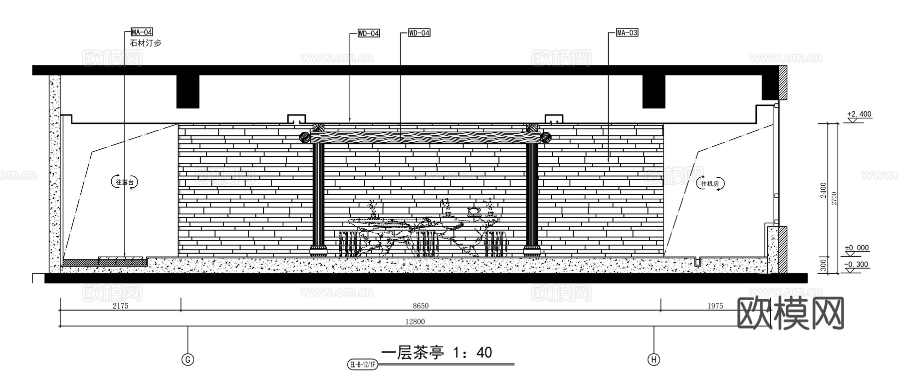 新中式茶馆会所全套施工图cad施工图