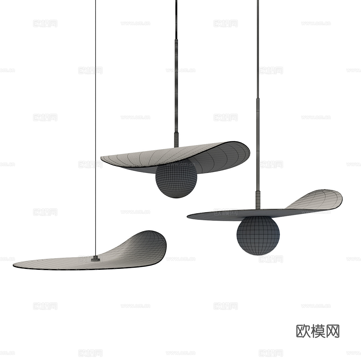 现代极简金属玻璃装饰吊灯3d模型