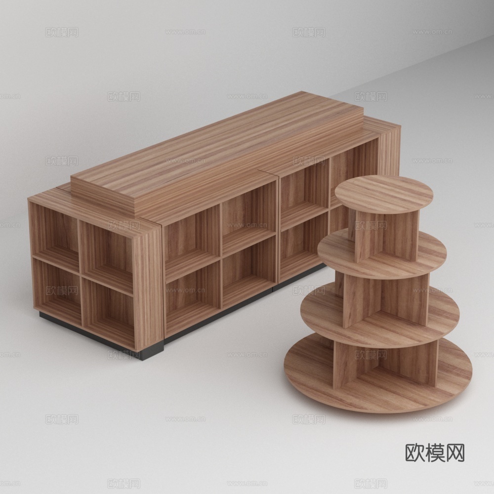 超市便利店流水台圆形展台方形展示台3d模型