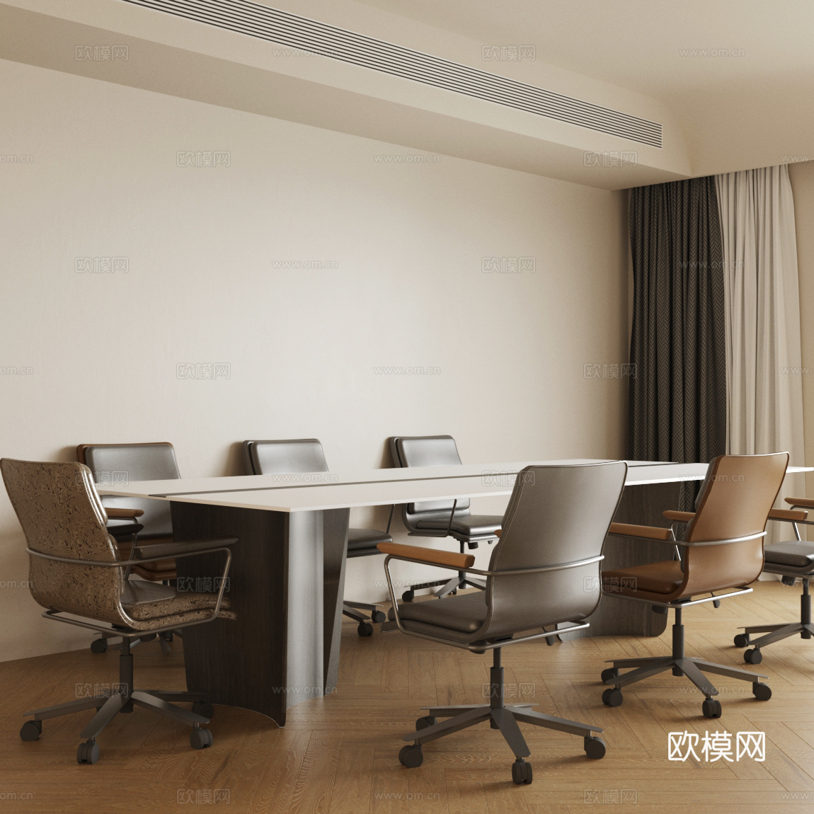 高级金属会议桌椅 会议室桌椅 培训室桌椅 现代极简会议桌3d模型