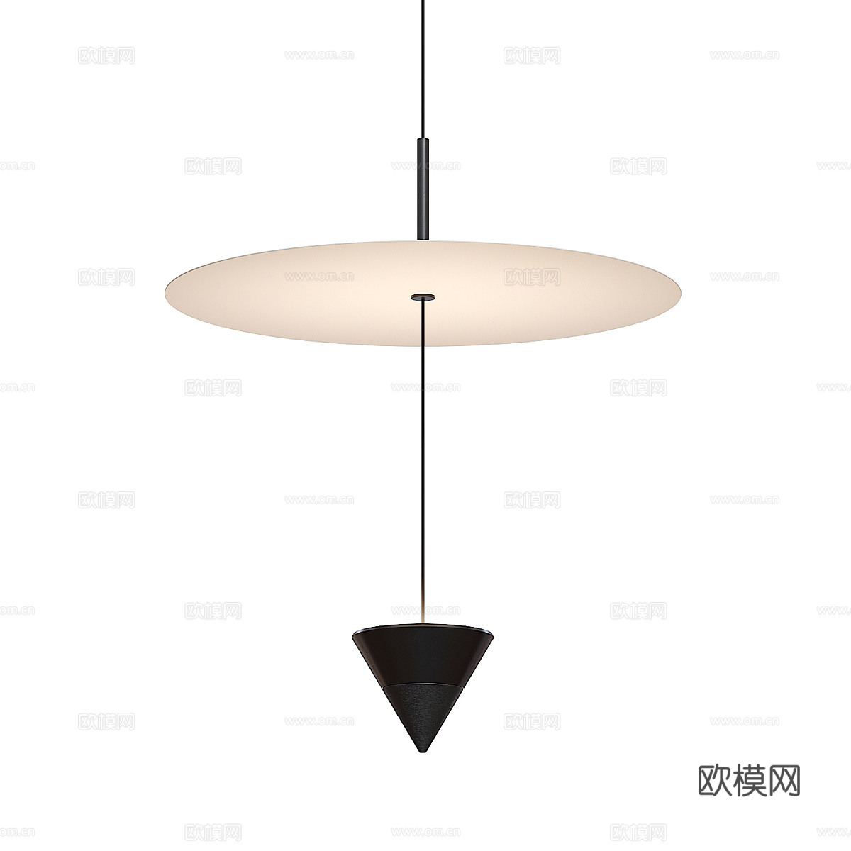 新中式轻奢圆锥透光石装饰吊灯3d模型