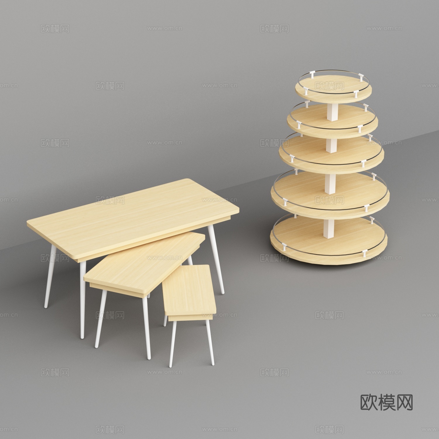 超市便利店圆形方形展示货架3d模型