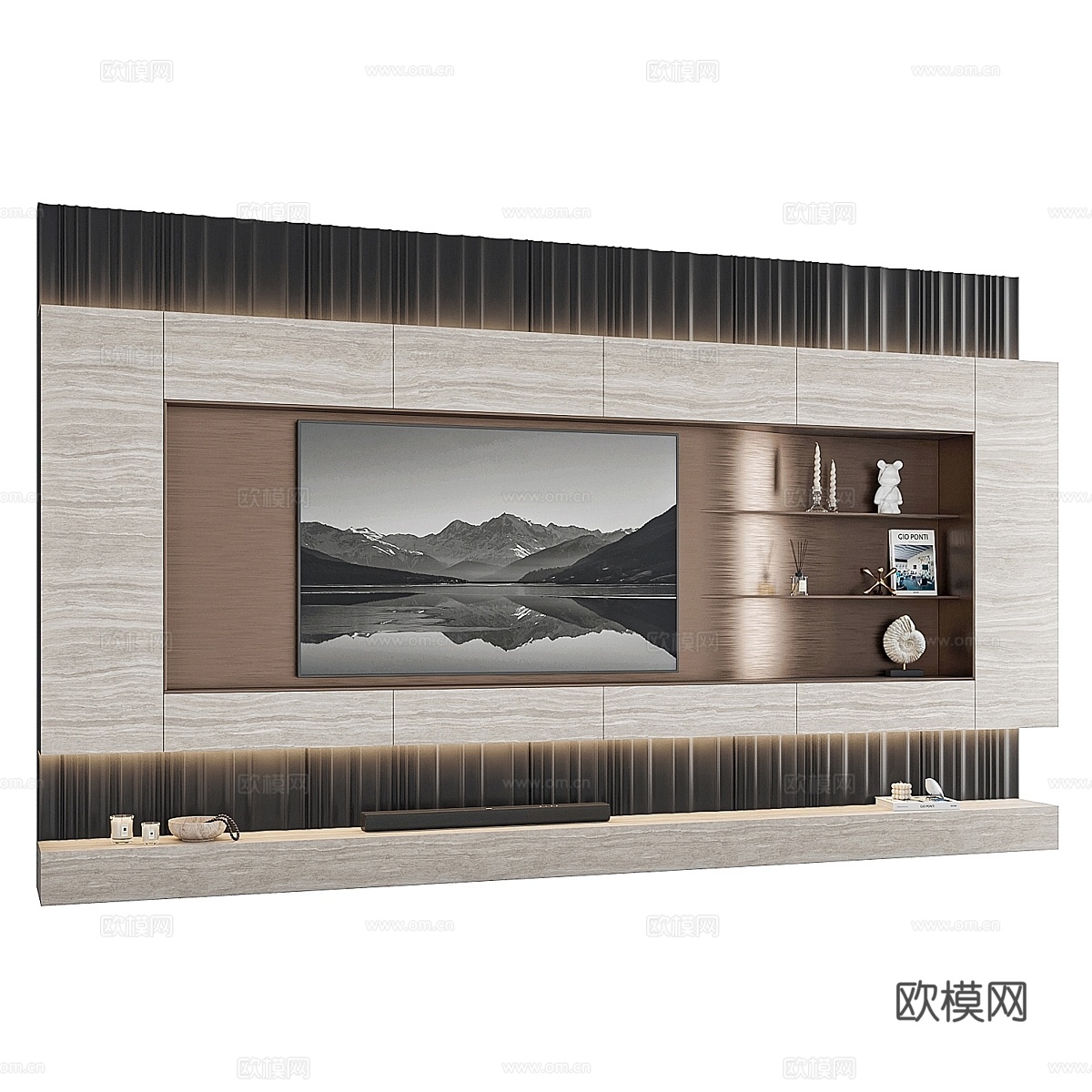 电视墙套装 0083d模型
