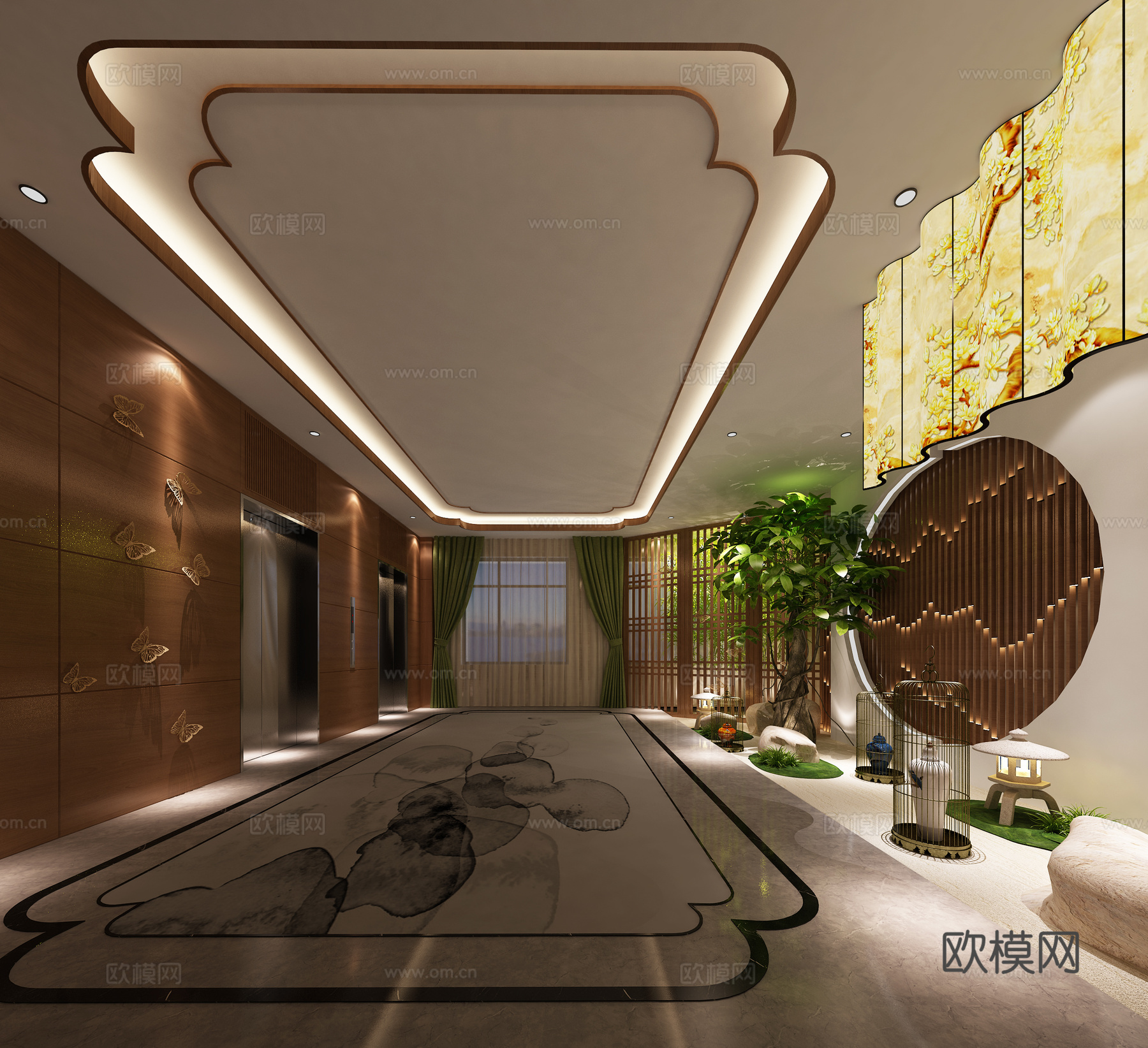 电梯厅免费3d模型