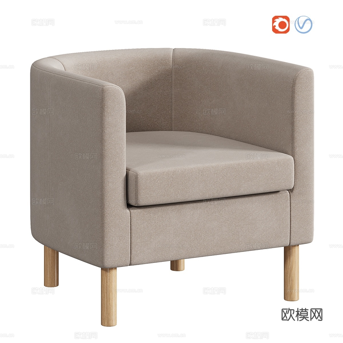 霍夫阿加塔米色扶手椅3d模型