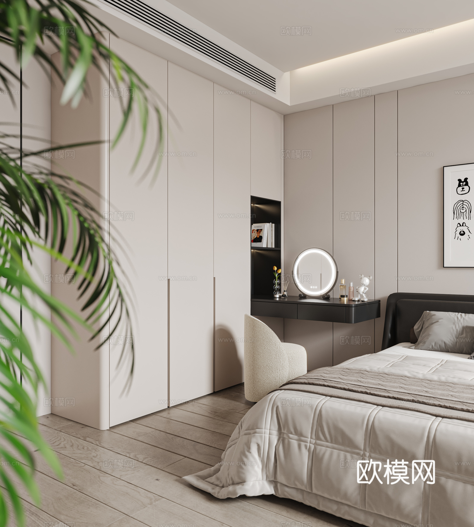 衣柜兼梳妆台   卧室  现代卧室3d模型