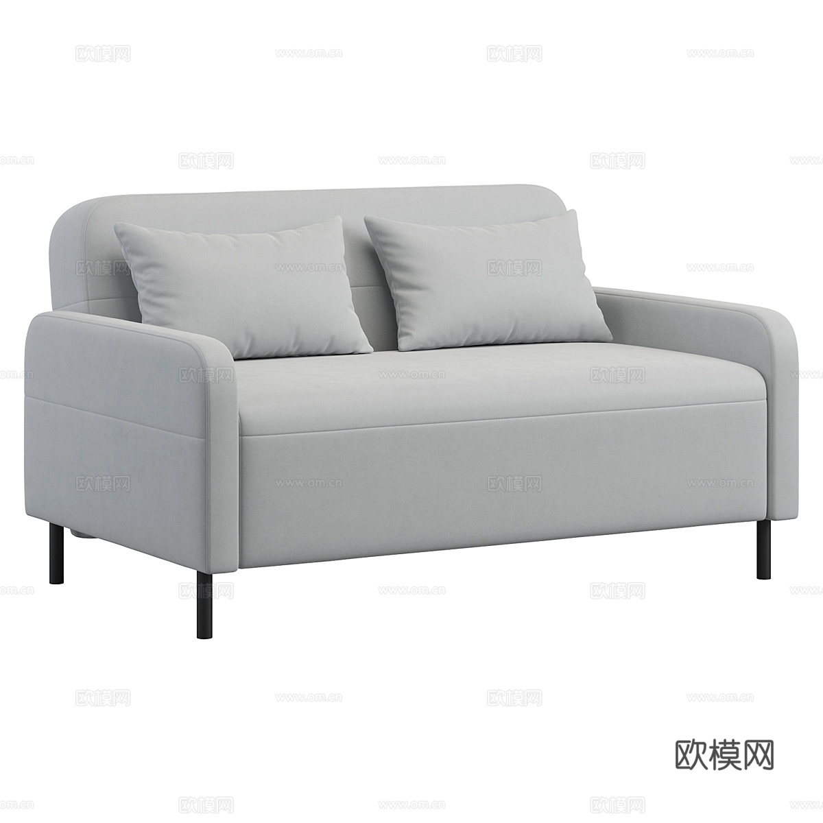现代意式双人布艺休闲沙发3d模型
