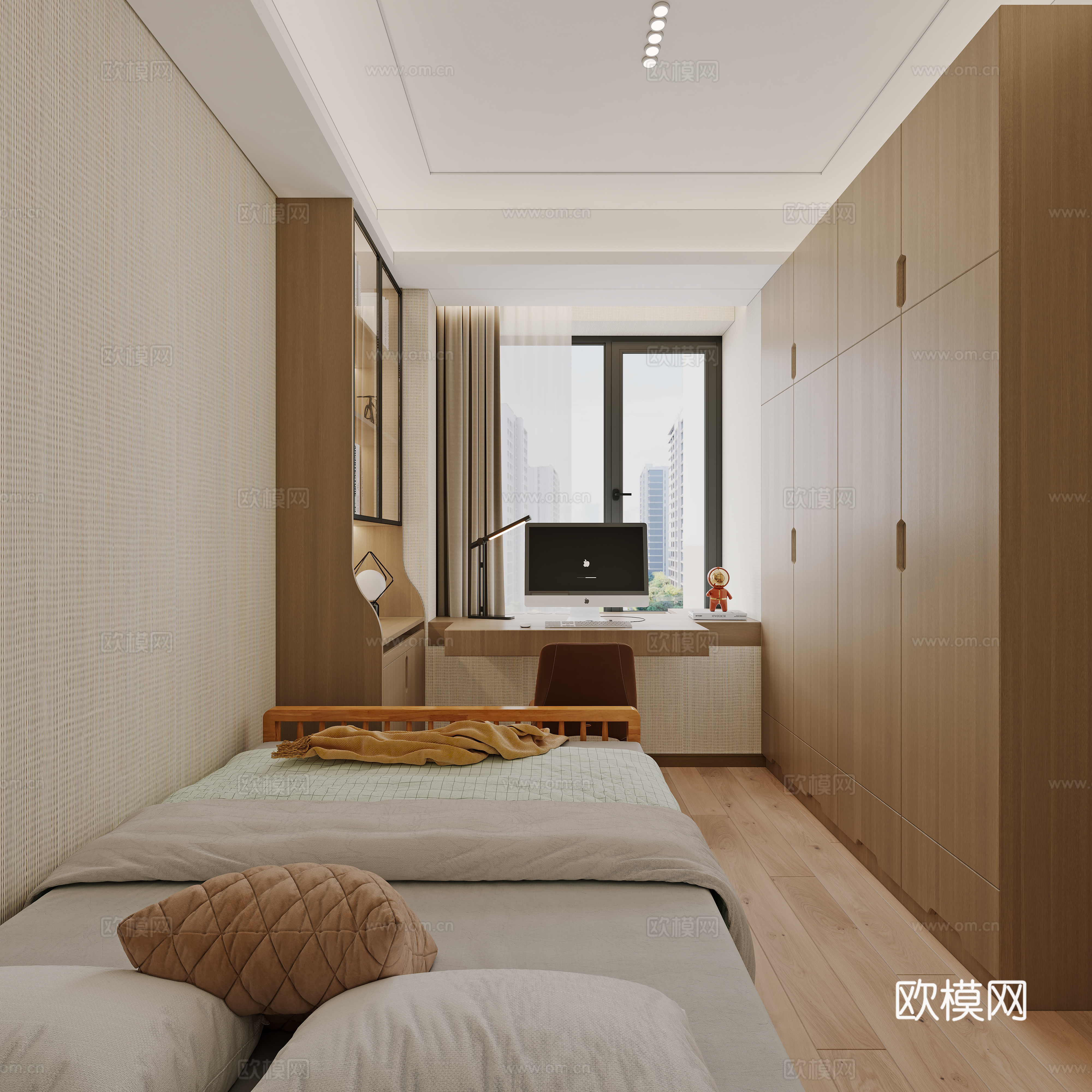 书房 榻榻米房 书桌 书柜3d模型