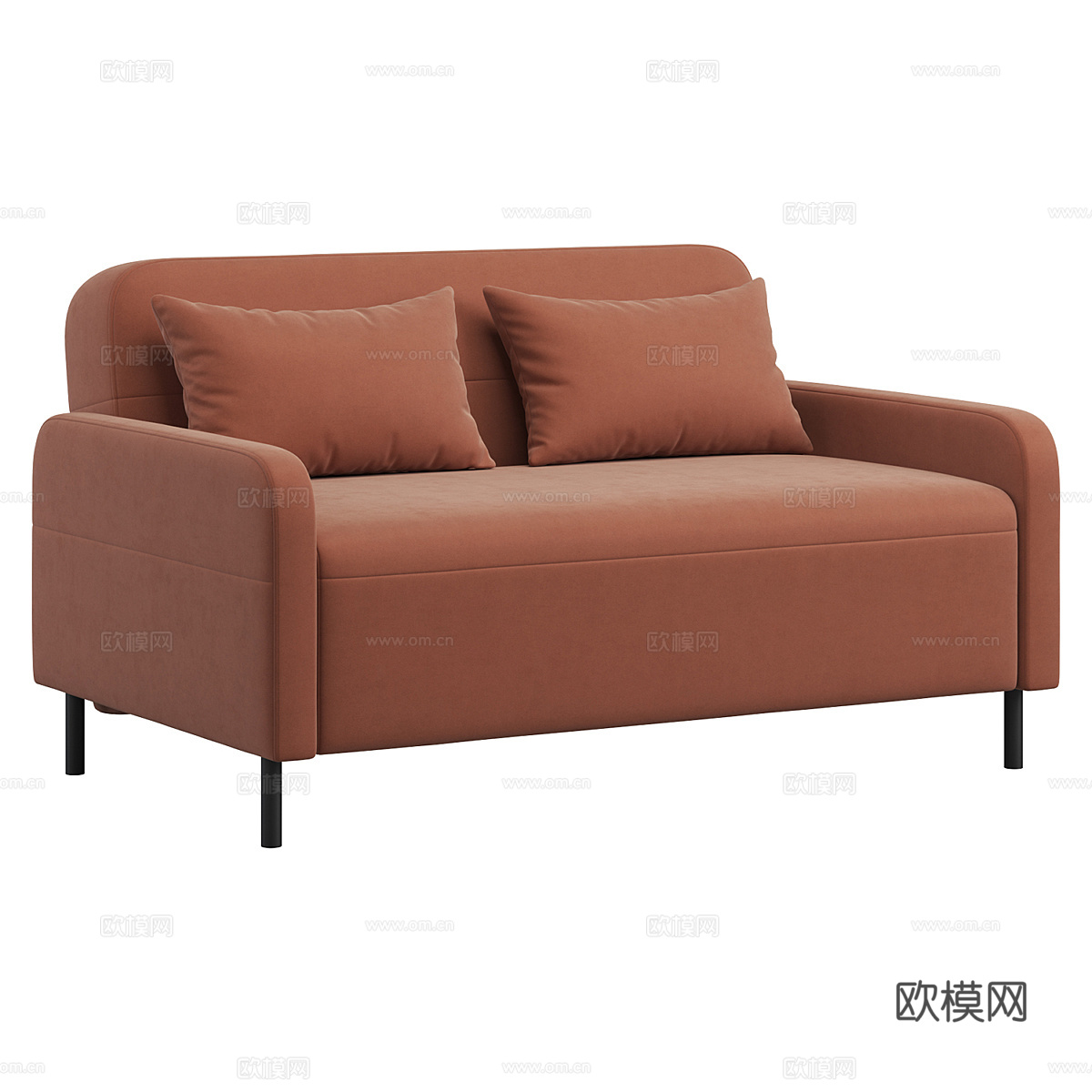现代意式双人布艺休闲沙发3d模型