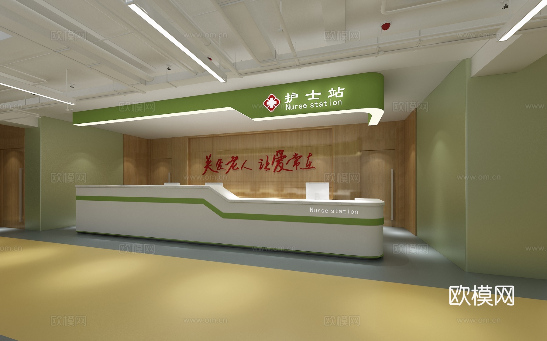 工业风医院过道护士站3d模型