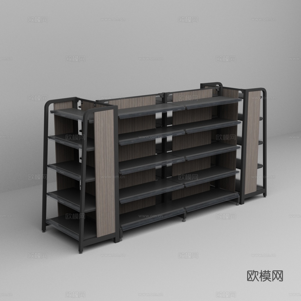 超市全家便利店钢木货架3d模型