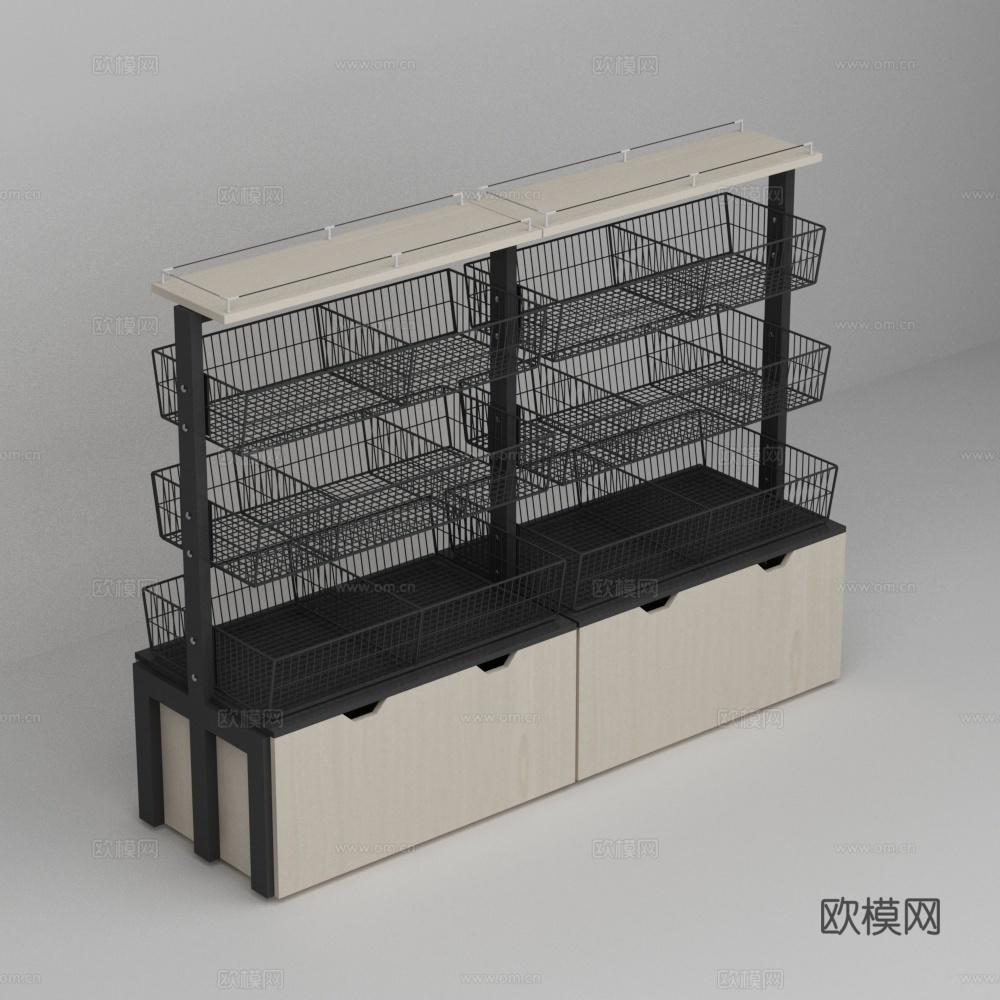 零食店斜口笼中岛散称商品展示货架3d模型