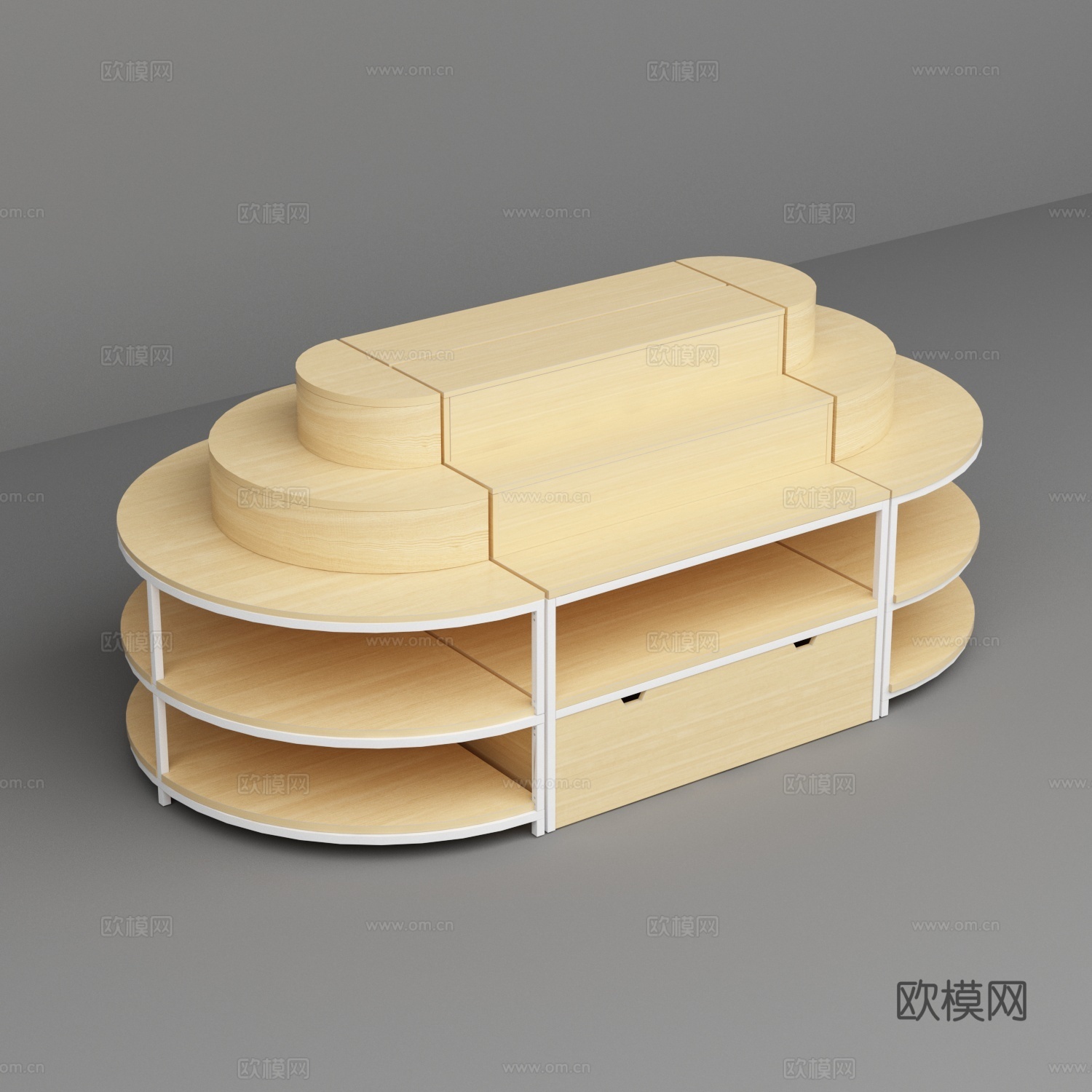超市椭圆型展台展示架流水台3d模型